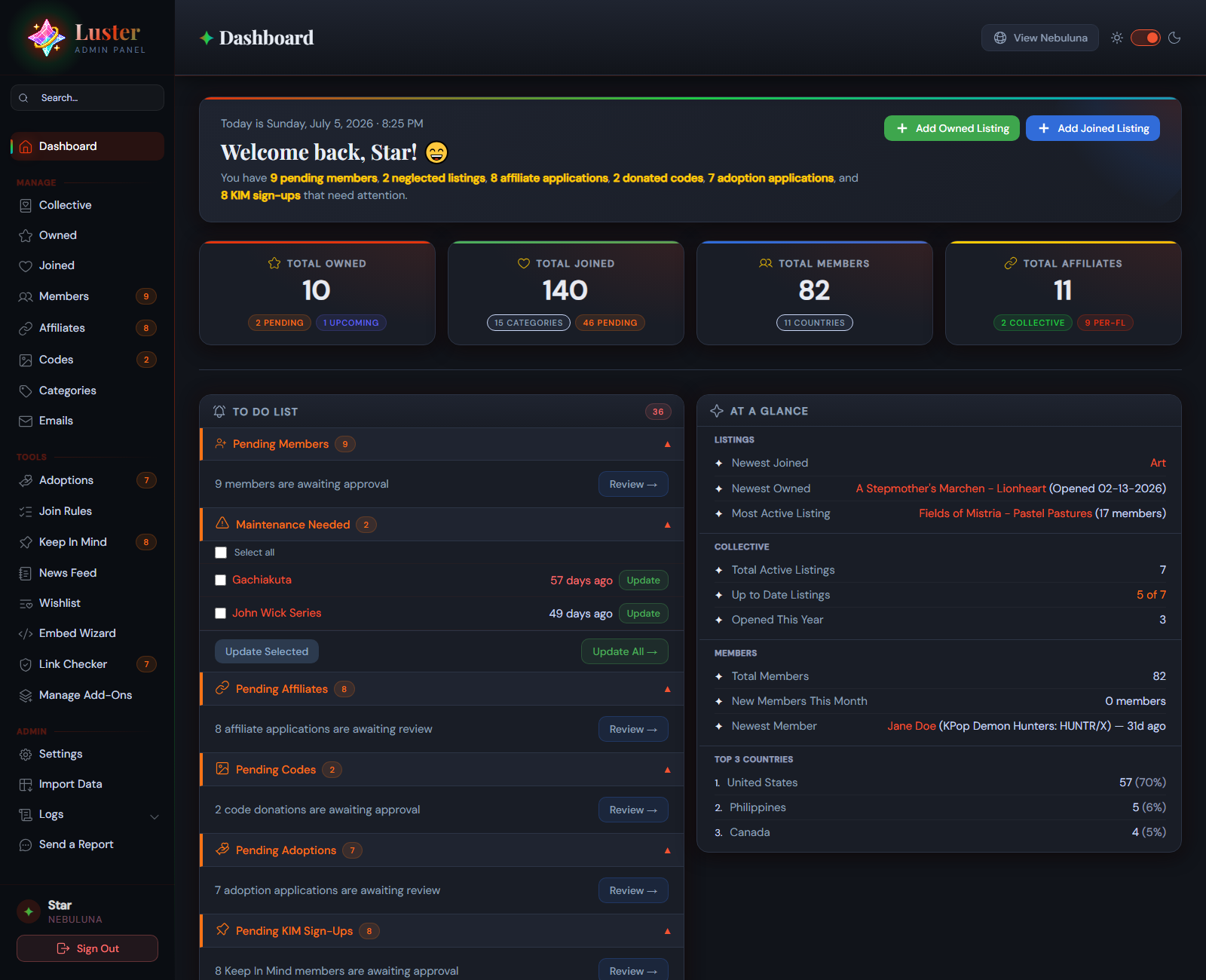 Dashboard - Skin: Victory Road, Dark Mode (“Elite Four”)