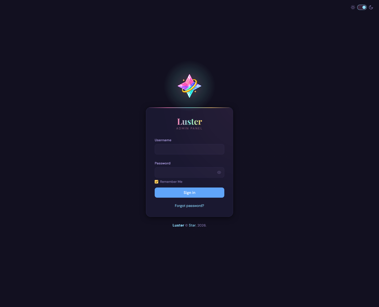 Login Page - Dark Mode