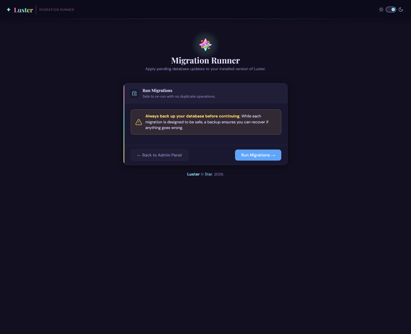 Migration Runner - Skin: Prism Power, Dark Mode (“Moon Princess”)